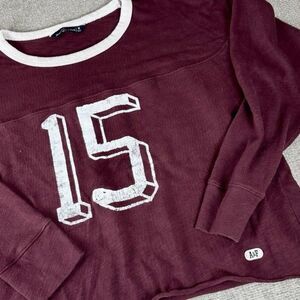 Abercrombie & Fitch VTG Women’s M Long Sleeve Football Graphic Tee Red White